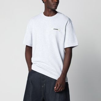 Jacquemus T-shirt grigia con logo in Gros Grain