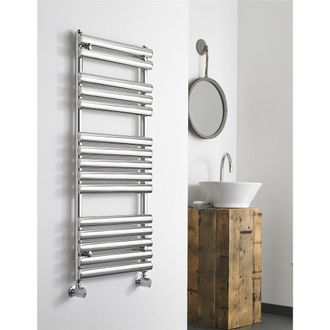 Clifton Vertical Bathroom Towel Radiator 800mm (H) x 500mm (W) in Metallic Silver