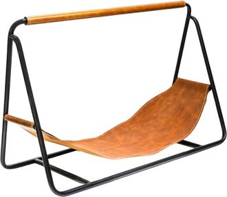 Ivyline Contemporary Black with Hanging Leather Log Holder