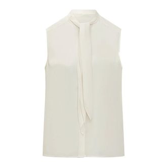 Tory Burch Tory Burch, Blouses, female, White, Size: XS Sleeveless Bow Blouse
