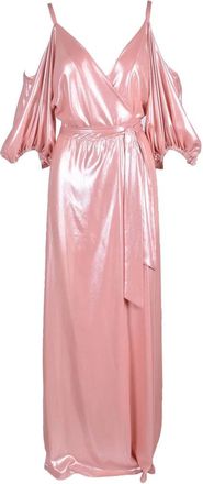 Access Fashion Maxi Dress with Puff Sleeves - Old Rose