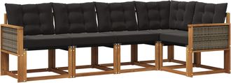 vidaXL Conjunto De Sof&aacute;s De Exterior 5 Uds. Natural Y Negro Vidaxl