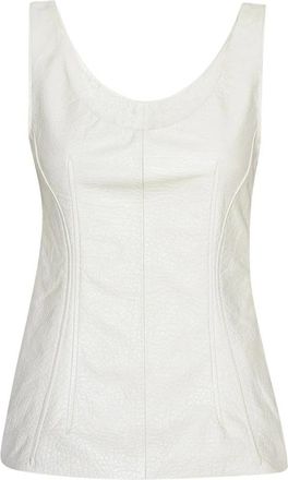 Remain Luxe Leren Top - Dames - Tops zonder mouwen - Beige - M - Leer - Tops