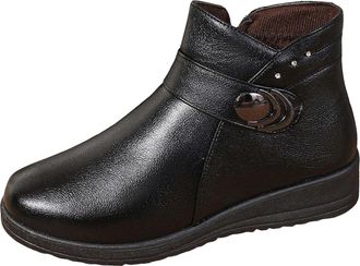 Generic 2026 Wide Fit Ladies Thick Bottom Boots British Style Ankle Chelsea Lug Sole Easy Clean Winter Cold Weather Women Comfy Cushioned Insole (2) Black