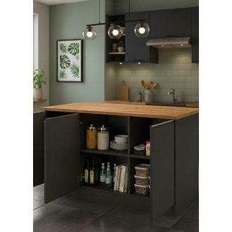 Dmora Isola da Cucina - Modulabile 3 Ripiani, Nero Antracite, -, 155x90x90h cm Gornav