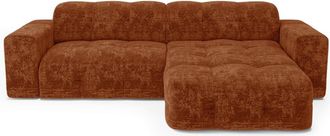 Sia Home Sof&aacute; cama izquierdo 5 plazas terciopelo gofrado terracota