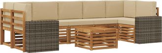 vidaXL Conjunto De Sof&aacute;s De Exterior 8 Uds. Natural Y Beige Vidaxl