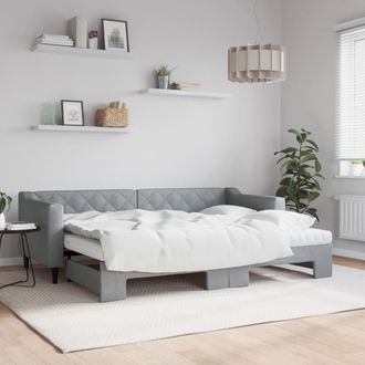 vidaXL Vidaxl - Sof&aacute; Cama Nido Con Colch&oacute;n Tela Gris Claro 80x200 Cm