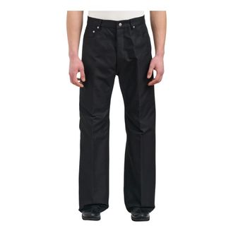 Rick Owens Straight Trousers, male, Black, Size: W32 Geth Jeans
