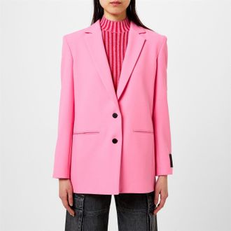 HUGO BOSS Hugo Womens Notched Neck Regular Fit Blazer Jacket in Open Pink - Size 4 UK