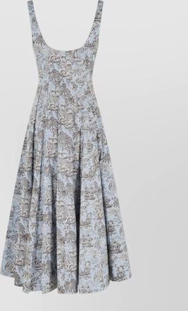 Staud floral print square neck midi dress