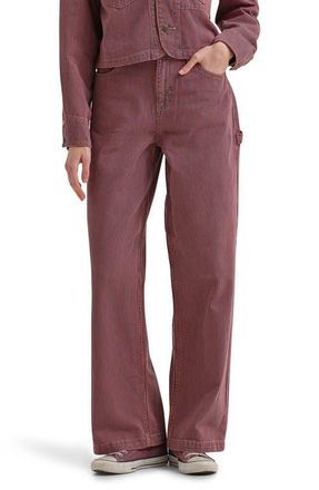 Lee x Crayola Carpenter High Rise Straight Leg Jeans in Red Orange Stripe at Nordstrom, Size 27 X 32