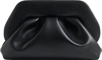 Themoir&egrave; Jet Black Bios Medium Pleated Vegan Leather Top-Handle Bag