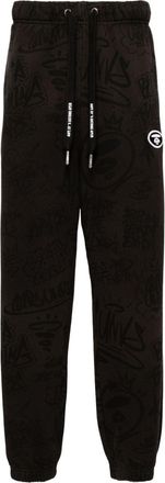 Aape By A Bathing Ape graphic-print drawstring track pants - men - Cotton/Polyester - S - Black