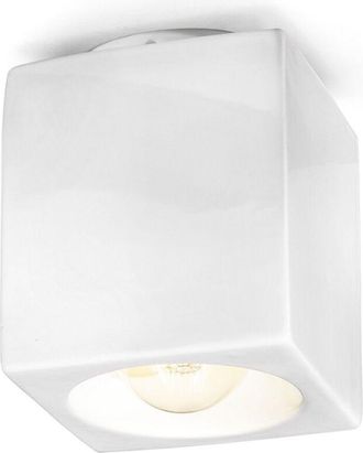 Ferroluce Plafoniera Vintage Ceramica Smaltata Bianco 1 Luce E27