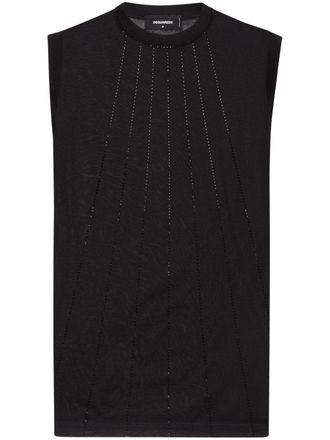 Dsquared2 rhinestone-embellished tank top - men - Cotton - L - Black