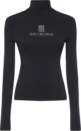 Balenciaga Nano BB Turtleneck - Dames - Coltruien - Zwart - S - Polyester - Truien & Vesten