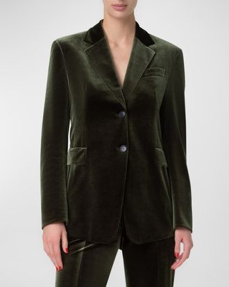 Akris Taddeo Stretch Velvet Blazer Jacket