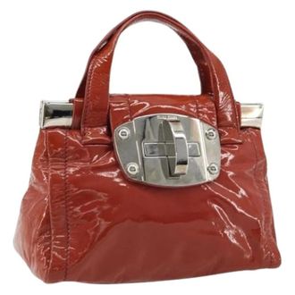 Miu Miu Pre-owned Handbags, female, Orange, Size: ONE SIZE Pre-owned Patent Leather Hand Bag