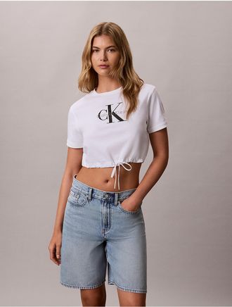 Calvin Klein Jeans Calvin Klein Womens Monologo Cropped T-Shirt - White - XL