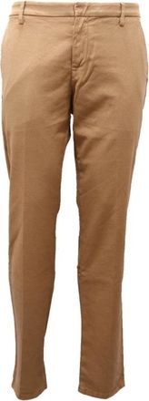 Dondup Textured katoenmix broek - Heren - Chinos - Bruin - W38 - Katoen - Broeken
