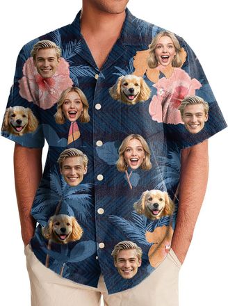 Generic Custom Hawaiian Shirt for Men, Personalised Face Shirt, Shiteshirts for Men, Funny Hawaiian Shirts, Button Down Short Sleeve