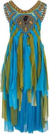 Alberta Ferretti Midi Jurk met Ruffles - Dames - Casual kleedjes - Veelkleurig - M - Kleedjes