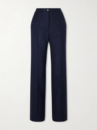 Giuliva Heritage Collection Pantaloni A Gamba Dritta In Tweed Di Misto Lana Boucl&eacute; Janice - Blu