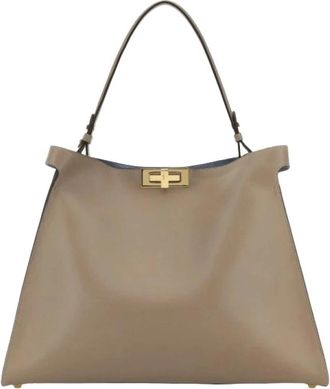 Fendi Way Large Tote - Dames - Handtassen - Grijs - ONE Size - Su&egrave;de - Tassen