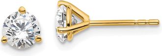 Diamond2Deal 14k Gold 1 ct Round Lab Grown Diamond Stud Earrings VS Clarity, D-E Color