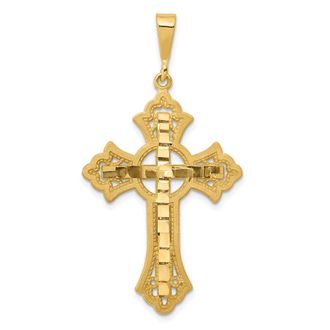 Diamond2Deal 14k Yellow Gold Diamond-cut Celtic Cross Pendant