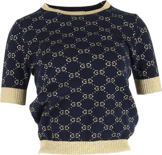 Gucci Gucci GG Lam&eacute; top in marineblauw katoen