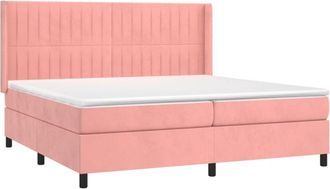 vidaXL Vidaxl - Cama Box Spring Colch&oacute;n Y Led Terciopelo Rosa 200x200 Cm