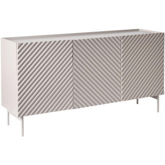 Beliani 3 Door Sideboard Light Beige MDF Cabinet Metal Legs Modern Design Bedroom Living Room YARAKA