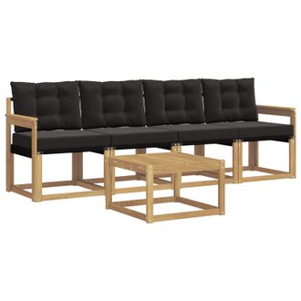 vidaXL Conjunto De Sof&aacute;s De Exterior Con Coj&iacute;n 5 Pcs Blanco Y Negro Vidaxl