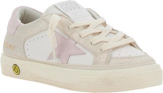 Golden Goose Girls White Low Top Sneakers With Logo And Star Detail Goat Trainers