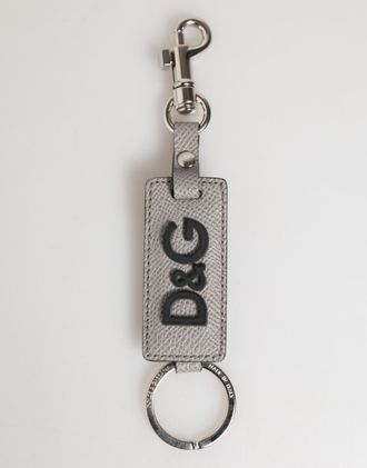 Dolce & Gabbana Logo-Embossed Leather Key Case - Gray