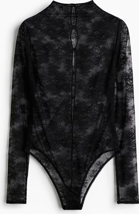 H&M Langarmbody aus Spitze - Schwarz