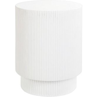 Beliani Beliani - Tavolino a coste in fibra di vetro MgO di forma rotonda Resistente ai raggi uv Bianco Biccari