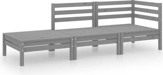 vidaXL 3 Piece Garden Lounge Set Grey Solid Pinewood Vidaxl