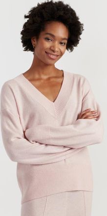 Chinti and Parker V Neck Wool Cashmere Slouchy Lightweight Sweater in Pink Melange at Nordstrom, Size X-Small