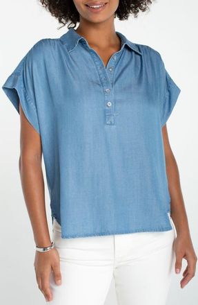 Liverpool L.A. Popover Chambray Top in Sunlit Blue at Nordstrom, Size X-Large