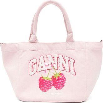 Ganni White Raspberry Print Large Tote