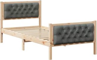 vidaXL Bed Frame with Headboard Dark Grey 90 x 190 cm Solid Pine Wood vidaXL