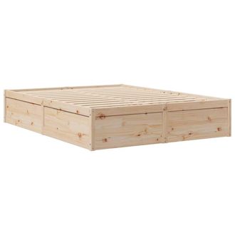 Berkfield Home Modern Bed Frame without Mattress 140x190 cm Solid Wood Pine in Light Tan