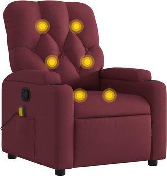 vidaXL Sill&oacute;n De Masaje Reclinable De Tela Color Vino Tinto Vidaxl
