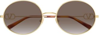Valentino VLogo Signature Metalen Ronde Zonnebril - Dames - Zonnebrillen - Geel - 56 MM - Accessoires