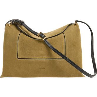 Wandler Penelope Slouch Suede Shoulder Bag in Khaki Suede/Black at Nordstrom