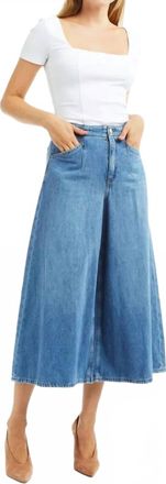 Tractr Culotte Jeans With Back Waist Buckle In Denim