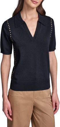 Karl Lagerfeld Stud Detail Sweater in Midnight Navy at Nordstrom, Size X-Small
